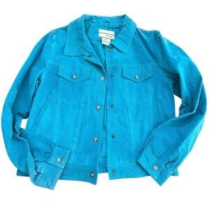 Carrie Allen Women's Genuine Suede Leather Button Front Jacket Size Medium